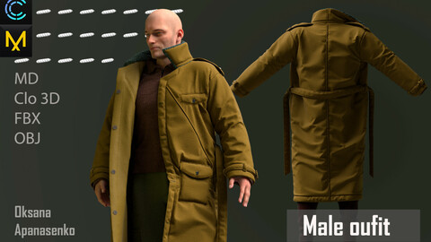 Male outfit. Clo 3D/MD project + OBJ, FBX files