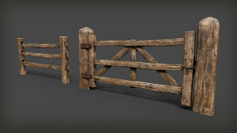 PBR Old Wooden Fence Modular