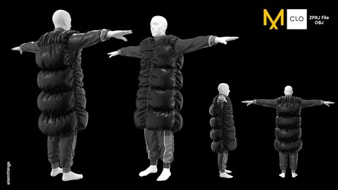 Future Fashion Puffer Outfit #001  - Clo3D/MarvelousDesigner + OBJ / NO TEXTURE / DIGITAL FASHION