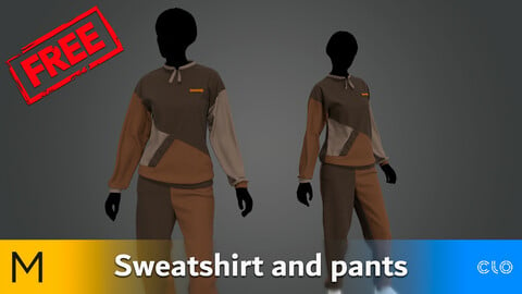 Sweatshirt and pants costume Marvelous Designer, CLO3D