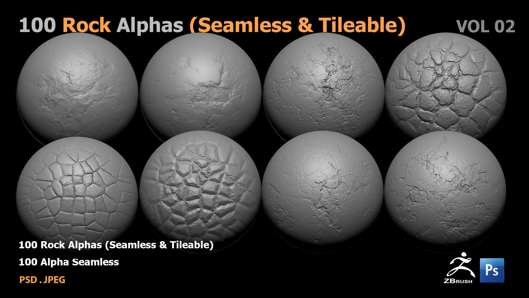 ArtStation - 100 Rock Alphas (Seamless & Tileable) | Brushes