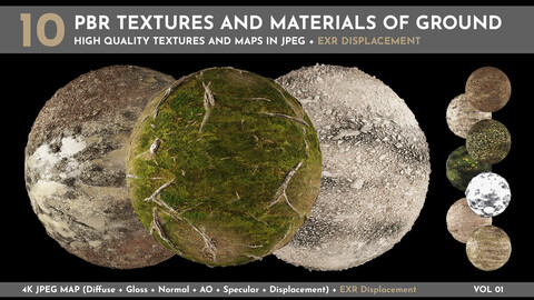 10 PBR TEXTURES AND MATERIALS OF GROUND