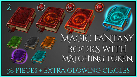 Magic Fantasy Books with matching token