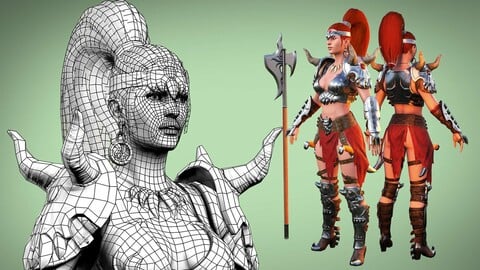 Game Character Creation - Female Barbarian Warrior Vol. 2