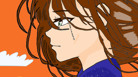 Sad and Beautiful Anime School Girl.