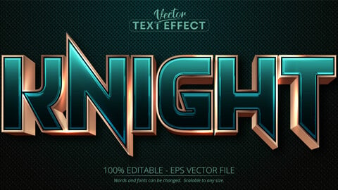 Knight text, luxury rose gold editable text effect on turquoise textured background