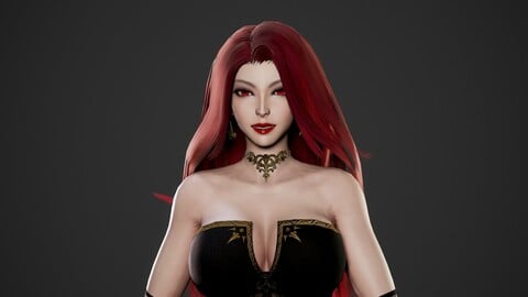 Vampire Lady - Game Ready Character Low-poly 3D model