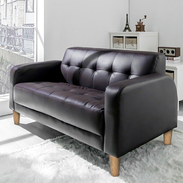 Modern 2 Person Artificial Leather Sofa, Pu Leather Couch Nz