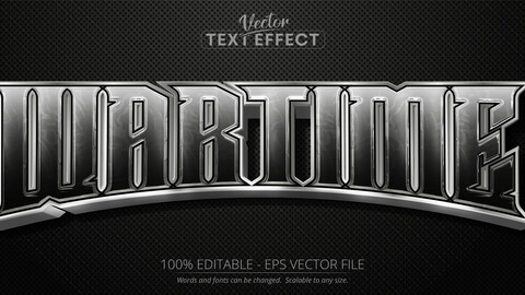 Wartime, dark text effect, silver and black color editable text style