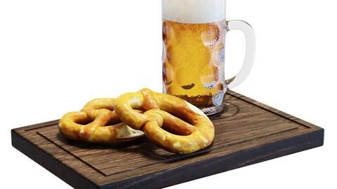 3D Model / Food Set 05 / Beer and Pretzels