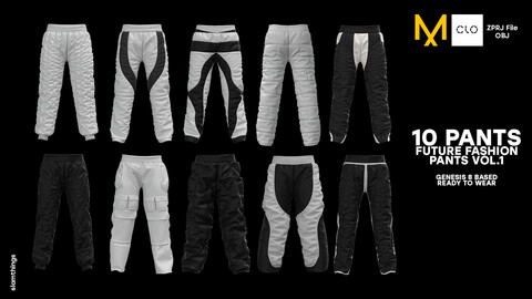 Future Fashion Basic Pants Pack Vol.1 - Clo3D/MarvelousDesigner + OBJ / NO TEXTURE / DIGITAL FASHION