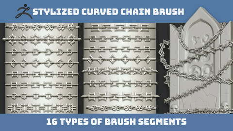 Stylized curved chain brush