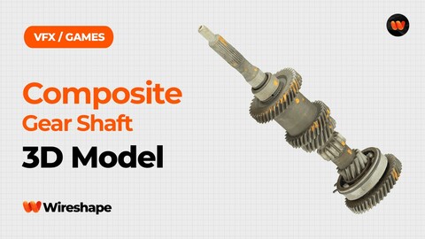 Composite Gear Shaft Raw Scanned 3D Model