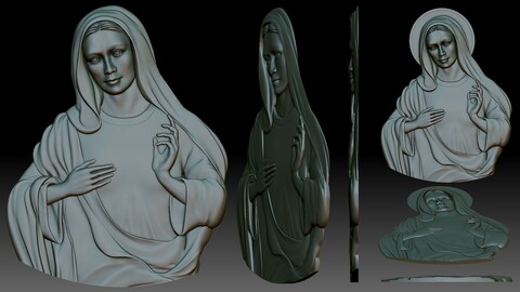Virgin Mary Mother of Jesus low relief for CNC router or 3D printer