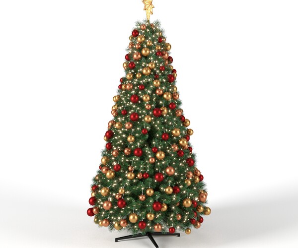 ArtStation - Tree-Christmas Tree 9 feet with Balls and Lights | Resources