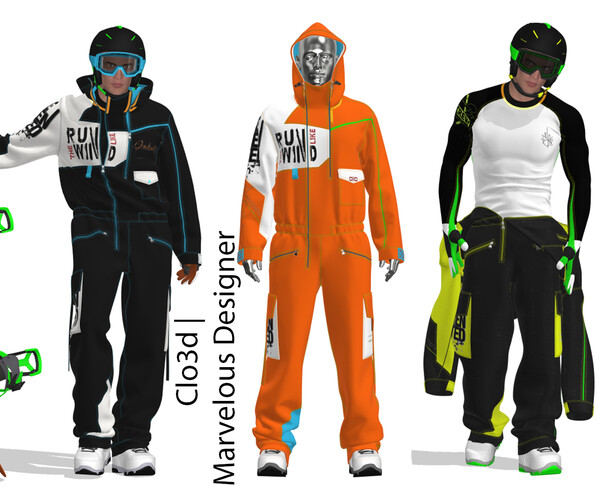 ArtStation Men's clothing Snowboard jumpsuit / Clo3d Marvelous