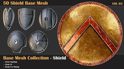 50  Shield Base Mesh - VOL 03 ( Game Ready )