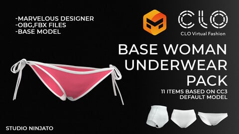 11 Base woman underwear pack -Marvelous designer -obj,fbx files