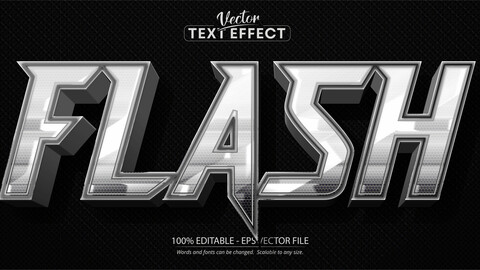 Flash, dark text effect, silver and black color editable text style