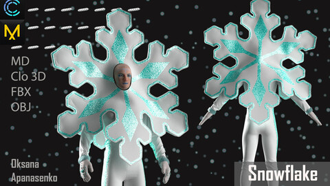 Snowflake. Clo 3D/MD project + OBJ, FBX files