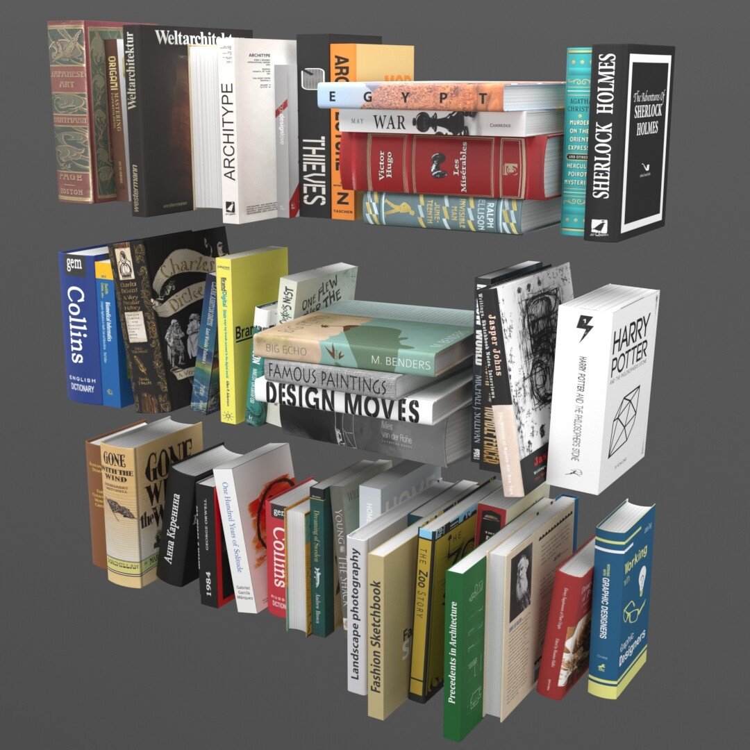 Book Decor Set 3 - 3D Model for VRay, Corona