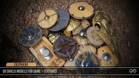 50 Shield Models For Game + Textures