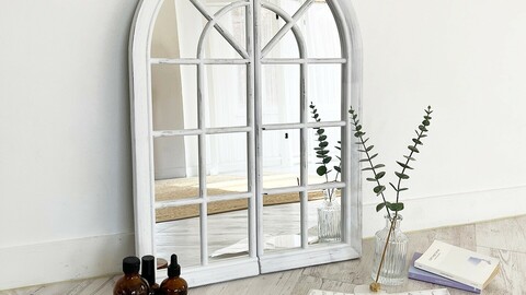 Antique interior white wall mirror SM-01092