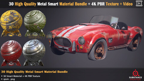 30 High Quality Metal Smart Material Bundle + 4K PBR Texture + Video