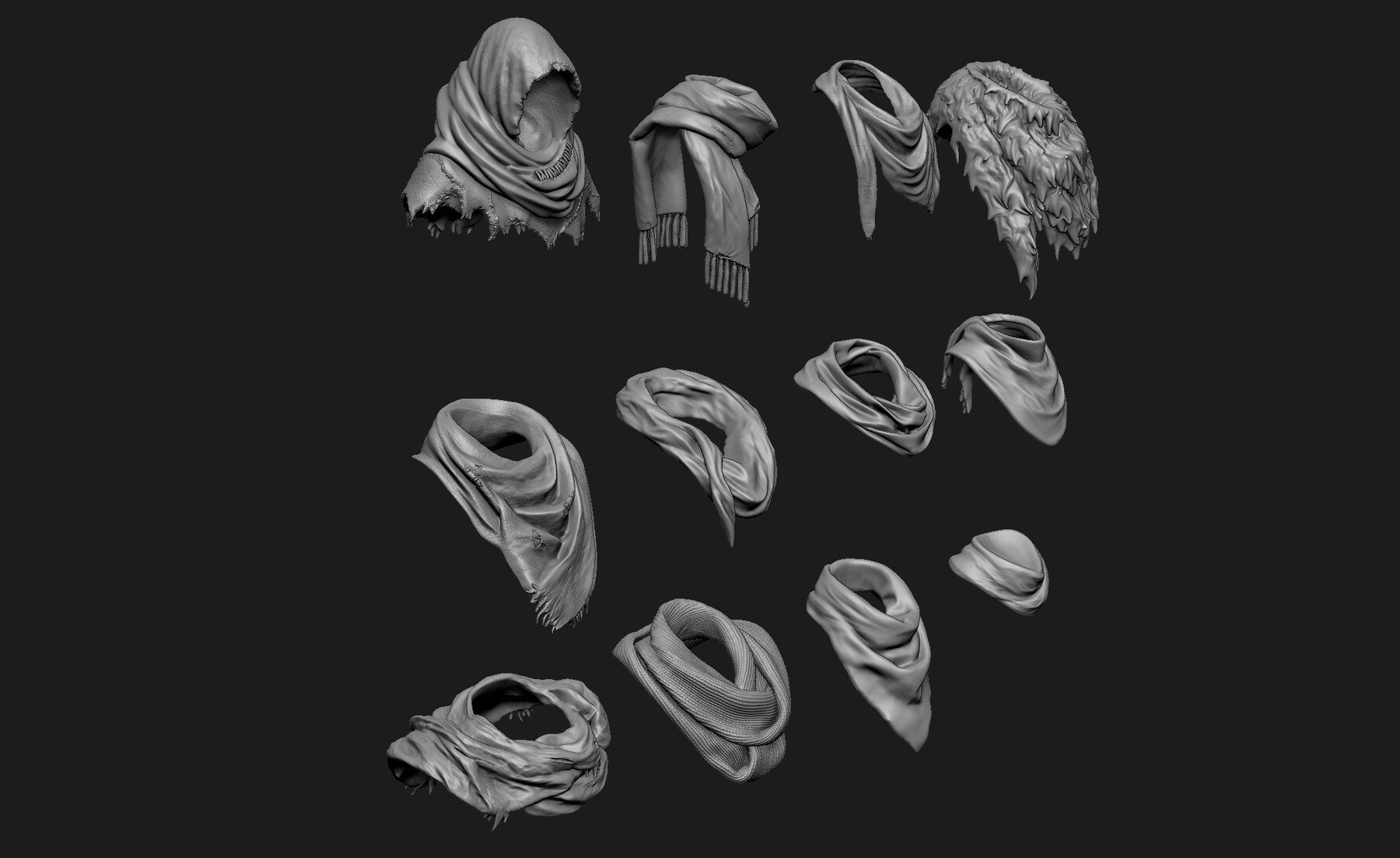 ArtStation - Scarfs for 3d Printable Characters Part 1 | Resources