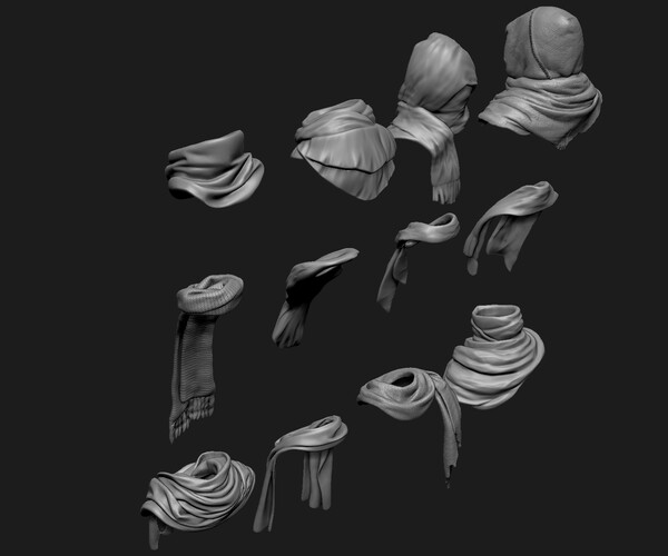 ArtStation - Scarfs for 3d Printable Characters Part 2 | Resources