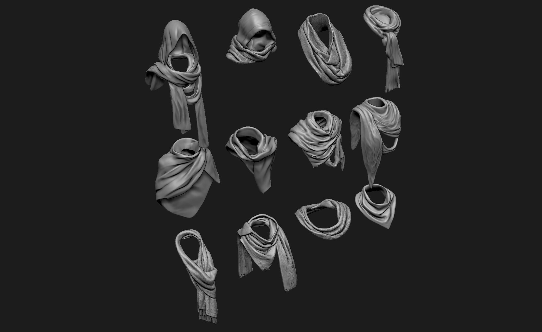 ArtStation - Scarfs for 3d printable Characters Part 3 | Resources