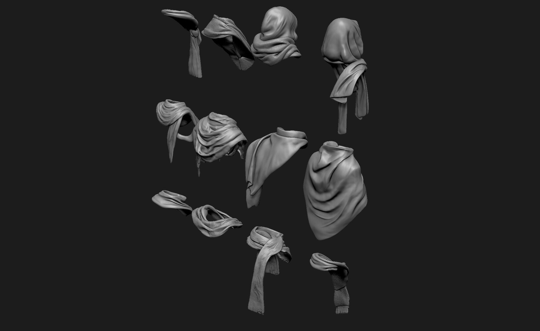 Artstation - Scarfs For 3d Printable Characters Part 3 