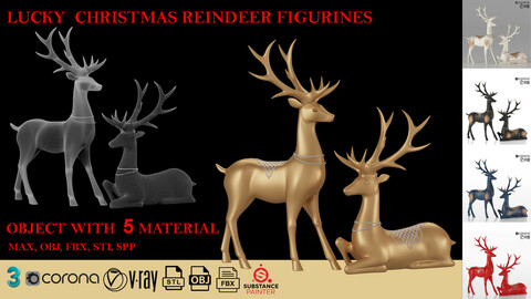 lucky christmas reindeer figurines