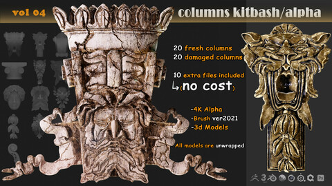 ornament kitbash (columns) / 3d models / alphas vol 04
