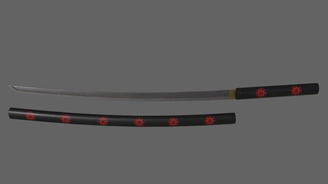 PBR Katana Japanese Sword (Black) Ver.3