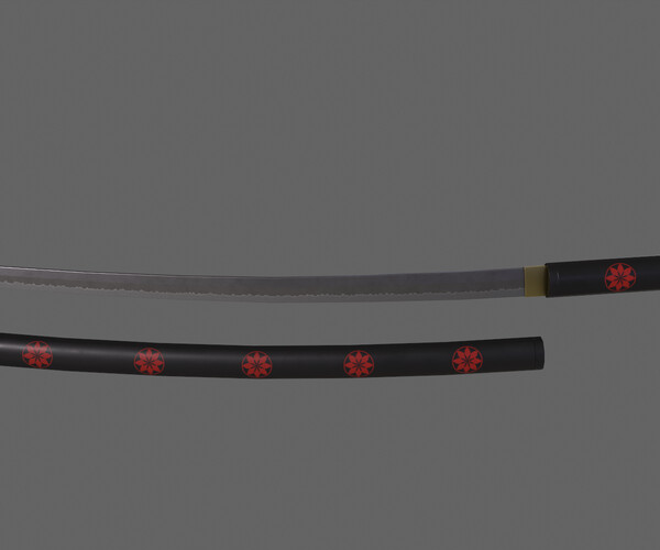 ArtStation - PBR Katana Japanese Sword (Black) Ver.3 | Game Assets