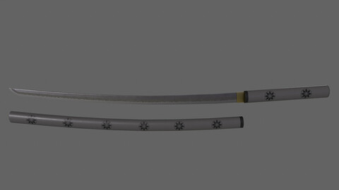 PBR Katana Japanese Sword (Grey) Ver.3