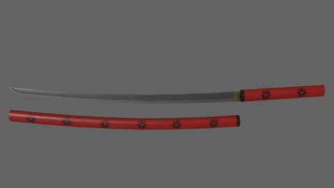 PBR Katana Japanese Sword (Red) Ver.3