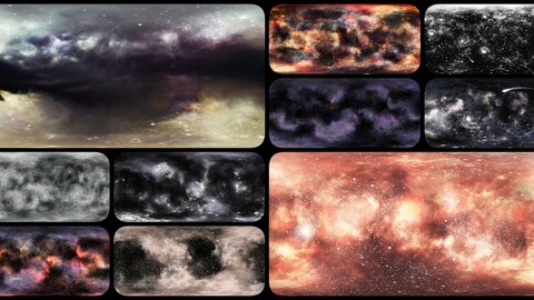 10 Panoramic cosmic skies | Textures  Materials and Sample scenes are included
