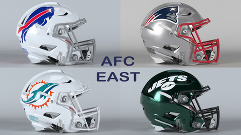 NFL Helmets AFC East Collection PBR 3D model