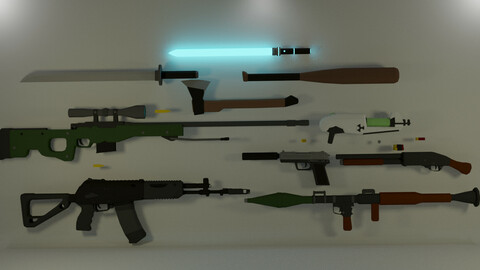 Lowpoly 3D weapon PACK