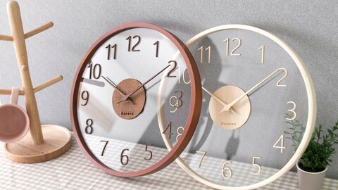 Glass wooden benjamin needle, number noiseless wall clock