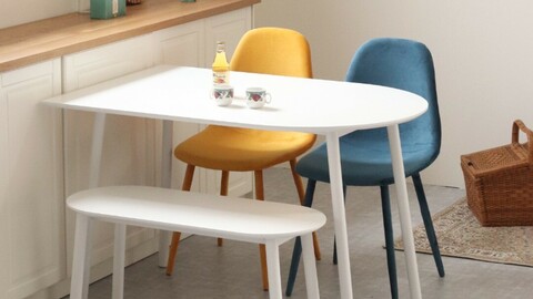 Didi Table Semi-oval laminate white dining table