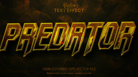 Predator text, orange color editable text effect on dark grunge background