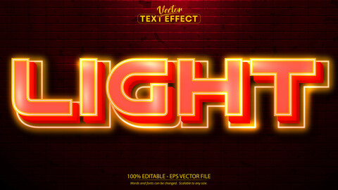 Light text, neon style editable text effect