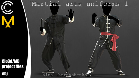 Martial arts uniforms 1. Marvelous Designer/Clo3d project + OBJ.