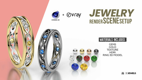 Jewelry 3D Rendering Scene Setup for Cinema 4D with V-ray 5