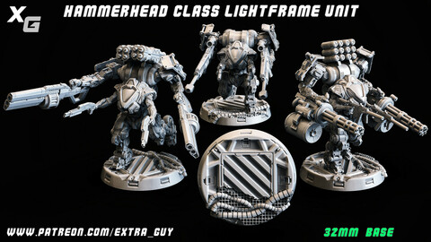 HammerHead Class Light Frame 32mm base 3DPrintable