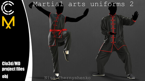 Martial arts uniforms 2. Marvelous Designer/Clo3d project + OBJ.