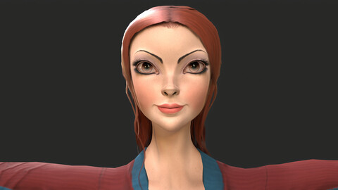 Cartoon Girl 3D Low Poly Character